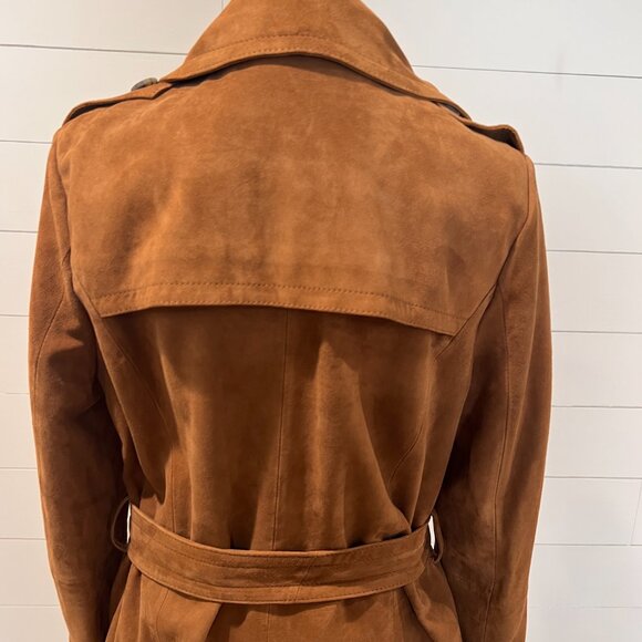 Antonio Melani Brown Suede Full Length Belted Coap Size M - Picture 6 of 9